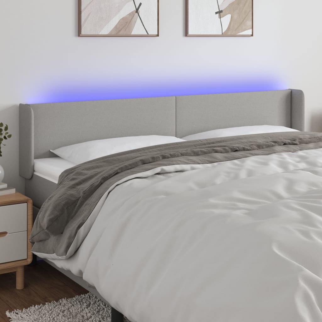 JUNG Vida LED Kopfteil Hellgrau 163x16x78/88 cm Stoff
