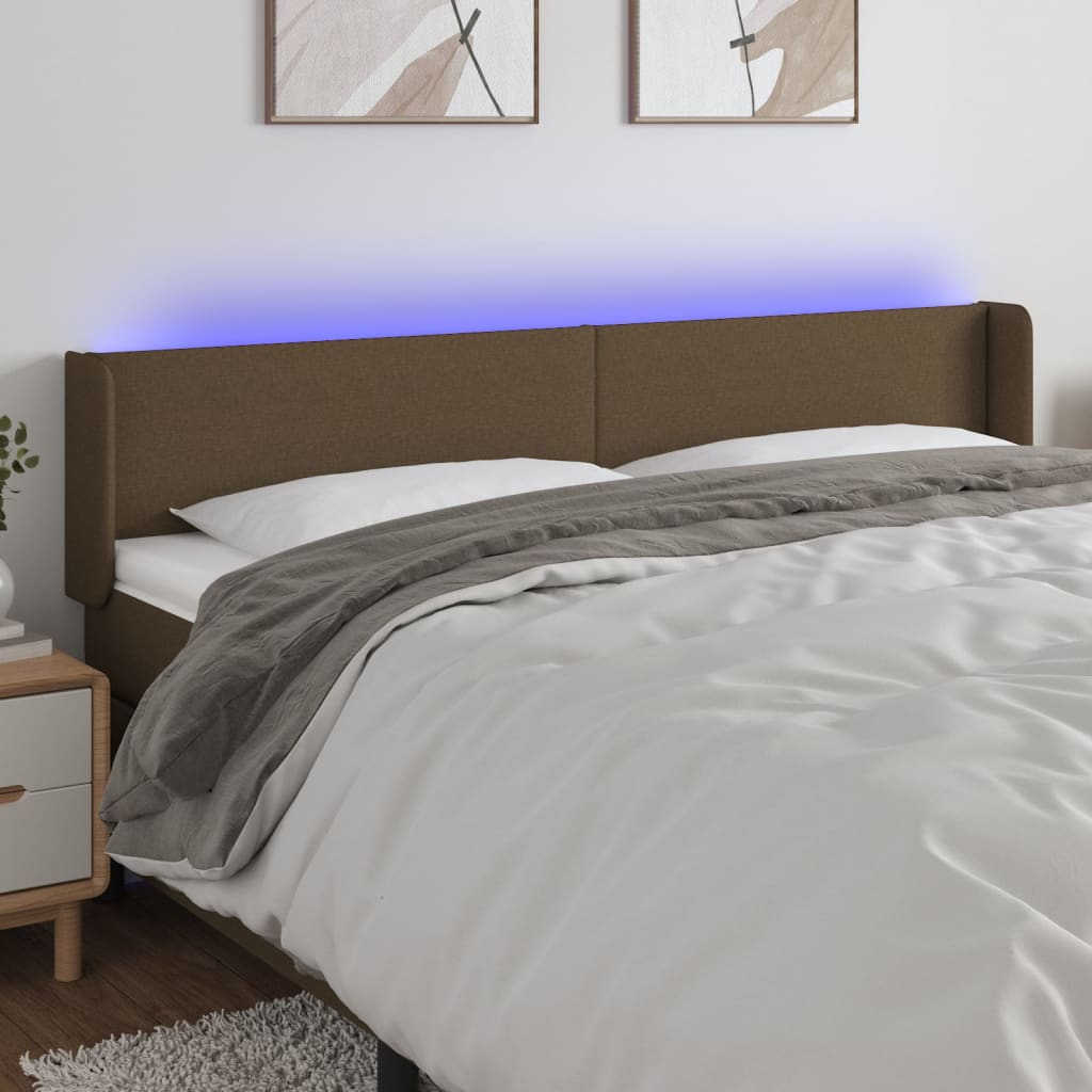JUNG Vida LED Kopfteil Dunkelbraun 163x16x78/88 cm Stoff