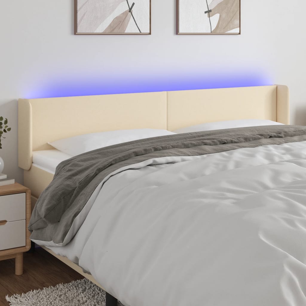JUNG Vida LED Kopfteil Creme 203x16x78/88 cm Stoff