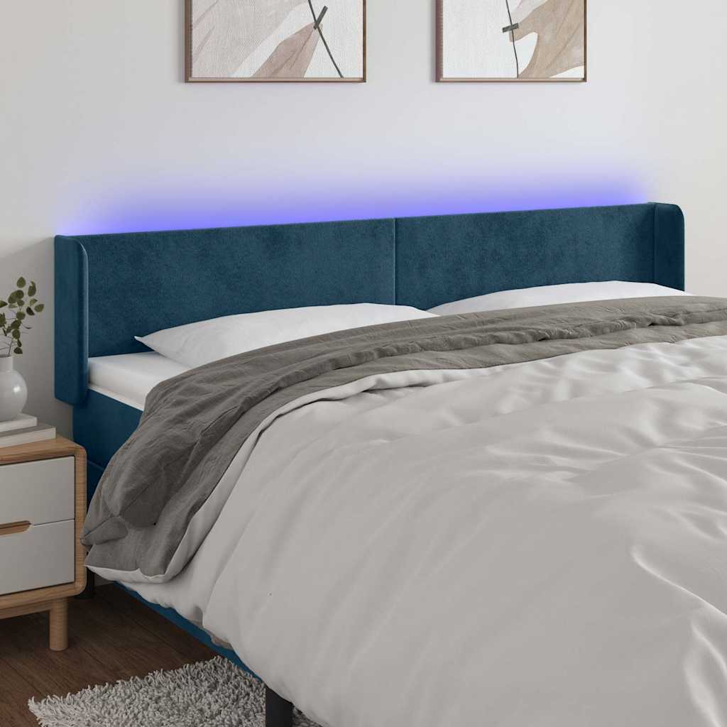 JUNG Vida LED Kopfteil Dunkelblau 203x16x78/88 cm Samt