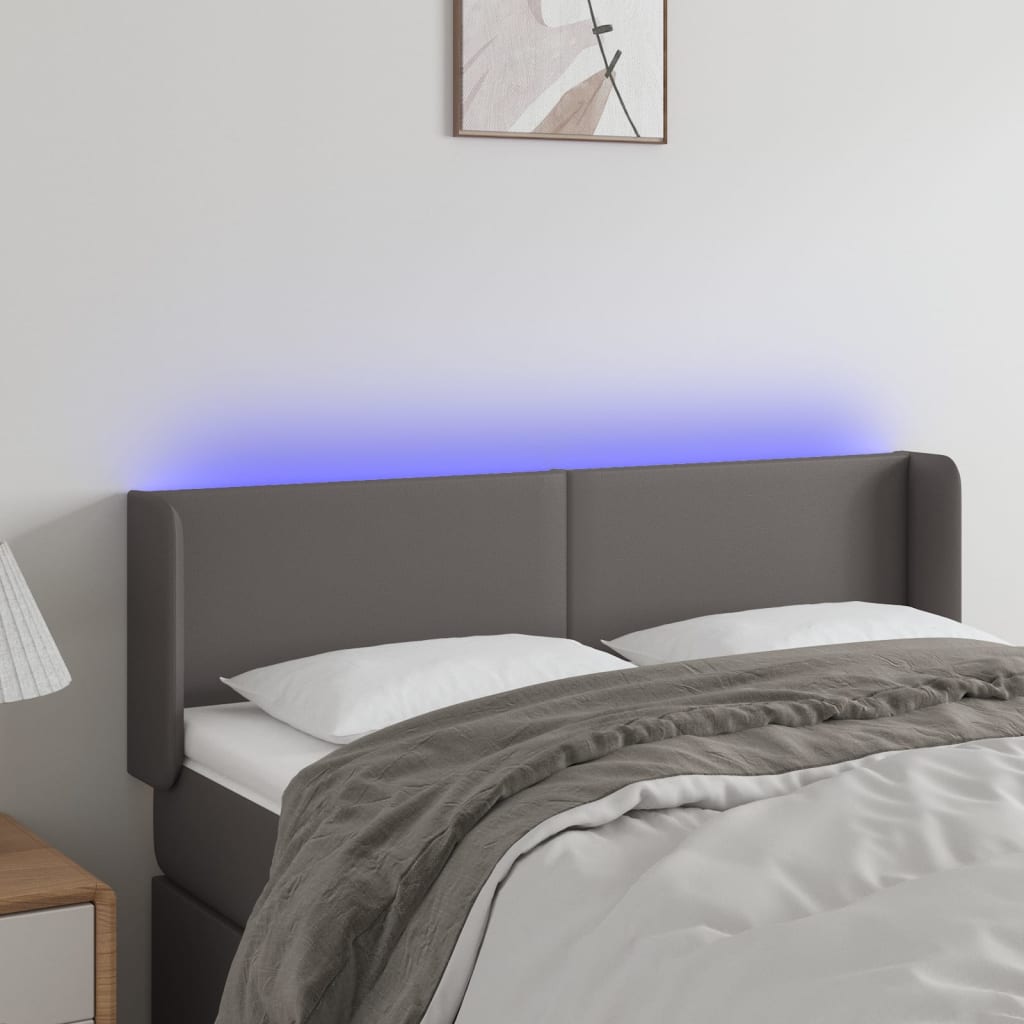 JUNG Vida LED Kopfteil Grau 147x16x78/88 cm Kunstleder