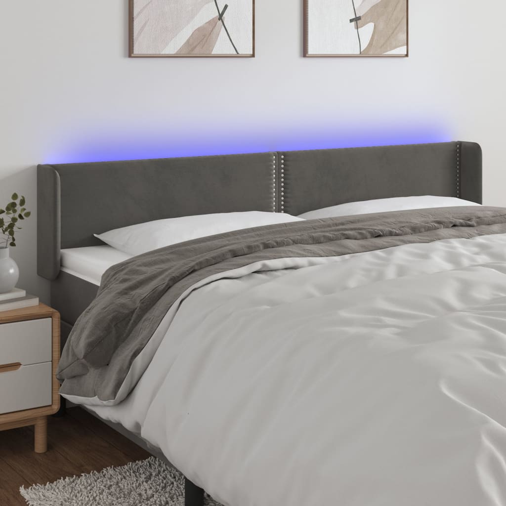 JUNG Vida LED Kopfteil Dunkelgrau 203x16x78/88 cm Samt