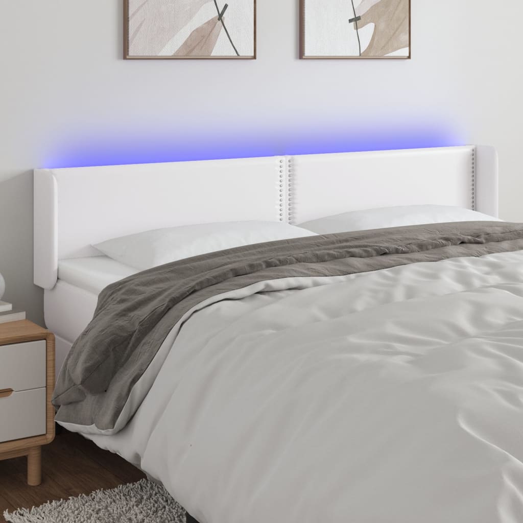 JUNG Vida LED Kopfteil Weiß 183x16x78/88 cm Kunstleder