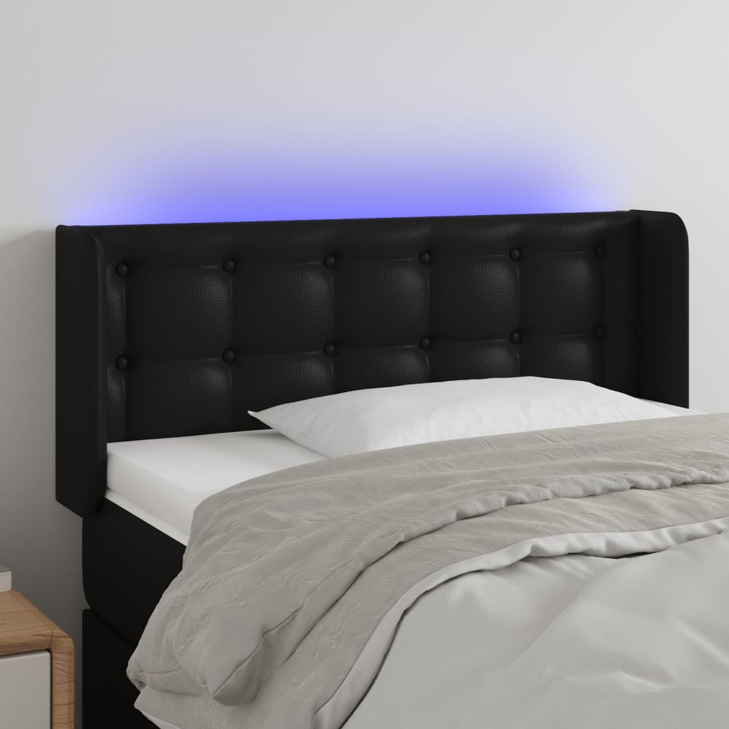 JUNG Vida LED Kopfteil Schwarz 83x16x78/88 cm Kunstleder
