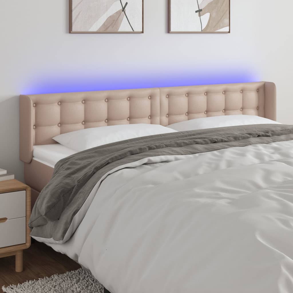JUNG Vida LED Kopfteil Cappuccino-Braun 183x16x78/88 cm Kunstleder