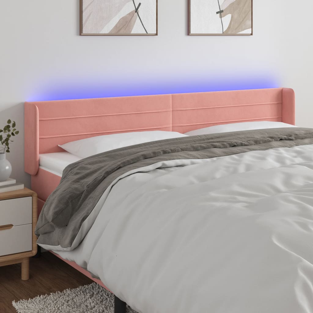 JUNG Vida LED Kopfteil Rosa 203x16x78/88 cm Samt