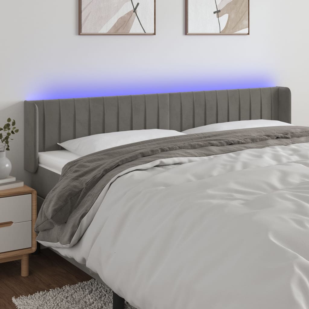 JUNG Vida LED Kopfteil Hellgrau 183x16x78/88 cm Samt