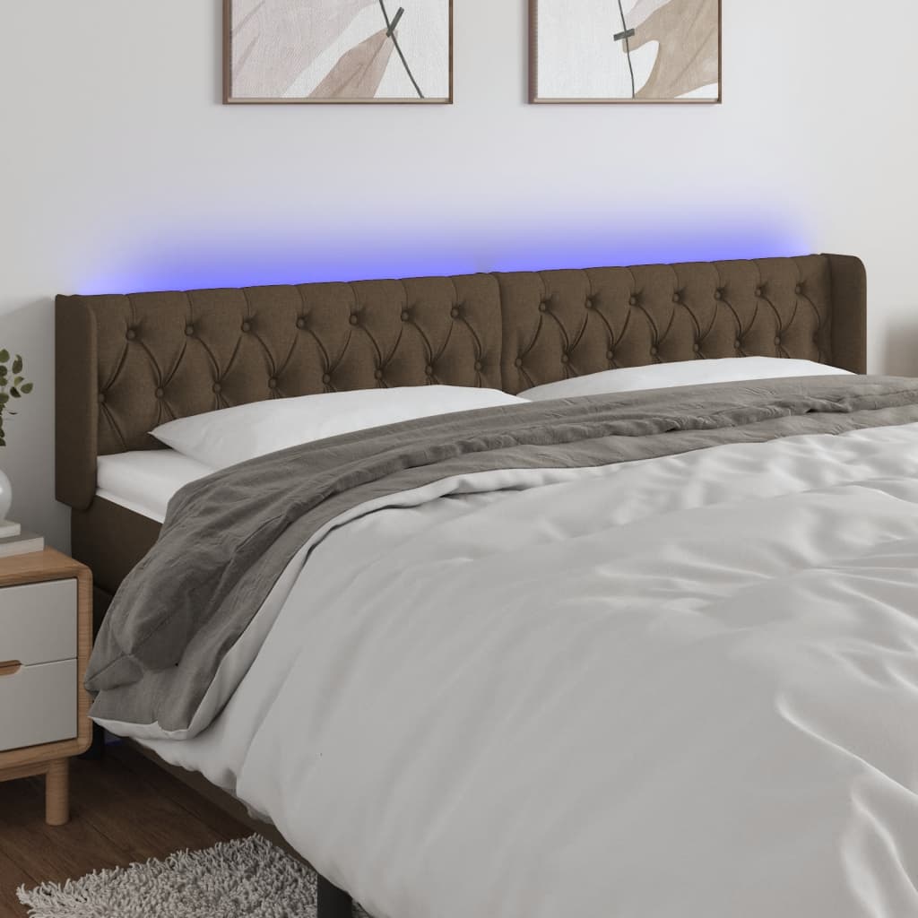 JUNG Vida LED Kopfteil Dunkelbraun 183x16x78/88 cm Stoff