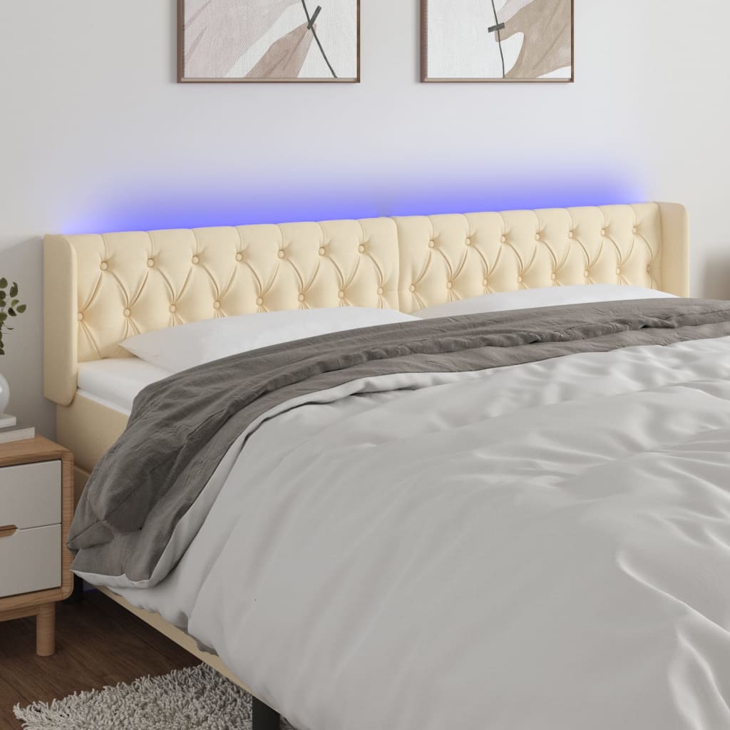 JUNG Vida LED Kopfteil Creme 203x16x78/88 cm Stoff