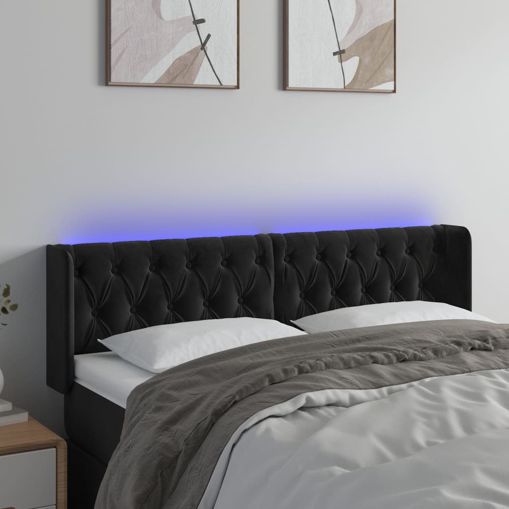 JUNG Vida LED Kopfteil Schwarz 147x16x78/88 cm Samt