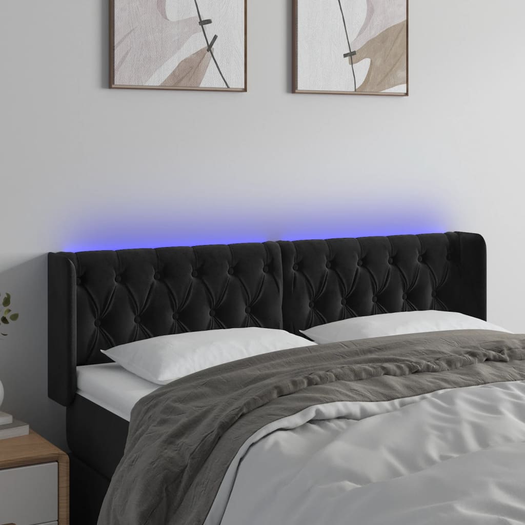 JUNG Vida LED Kopfteil Schwarz 163x16x78/88 cm Samt