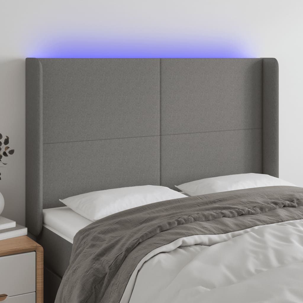 JUNG Vida LED Kopfteil Dunkelgrau 147x16x118/128 cm Stoff