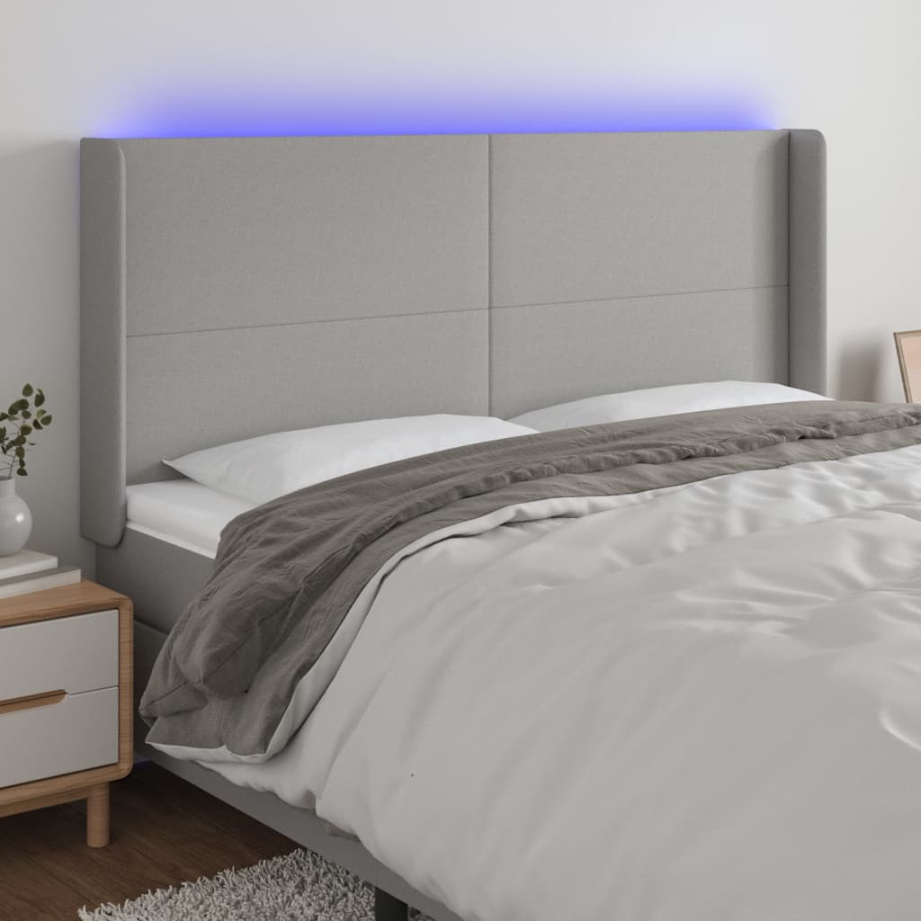 JUNG Vida LED Kopfteil Hellgrau 163x16x118/128 cm Stoff