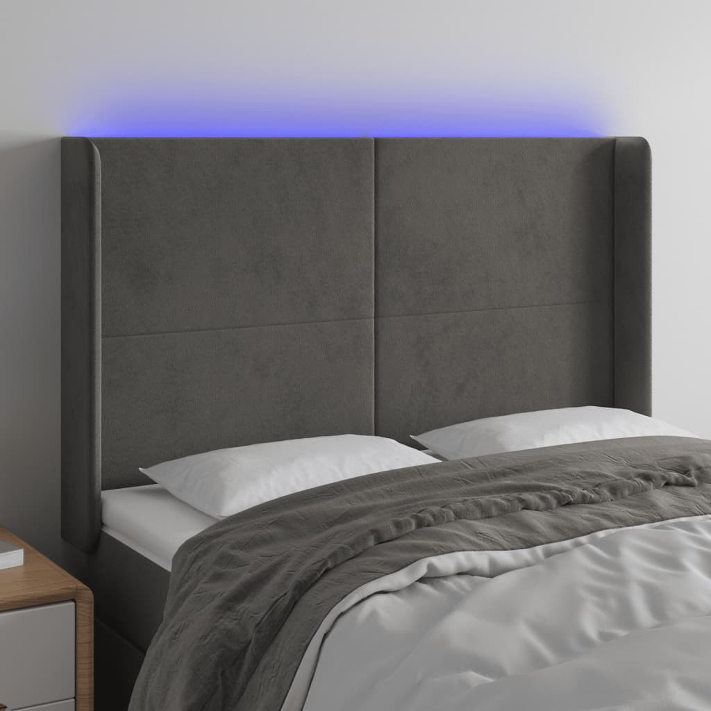 JUNG Vida LED Kopfteil Dunkelgrau 147x16x118/128 cm Samt