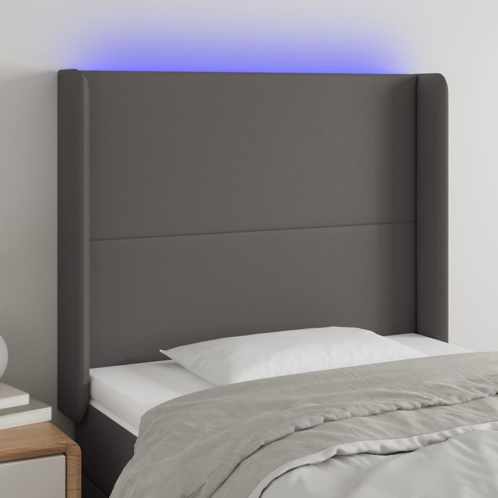 JUNG Vida LED Kopfteil Grau 103x16x118/128 cm Kunstleder
