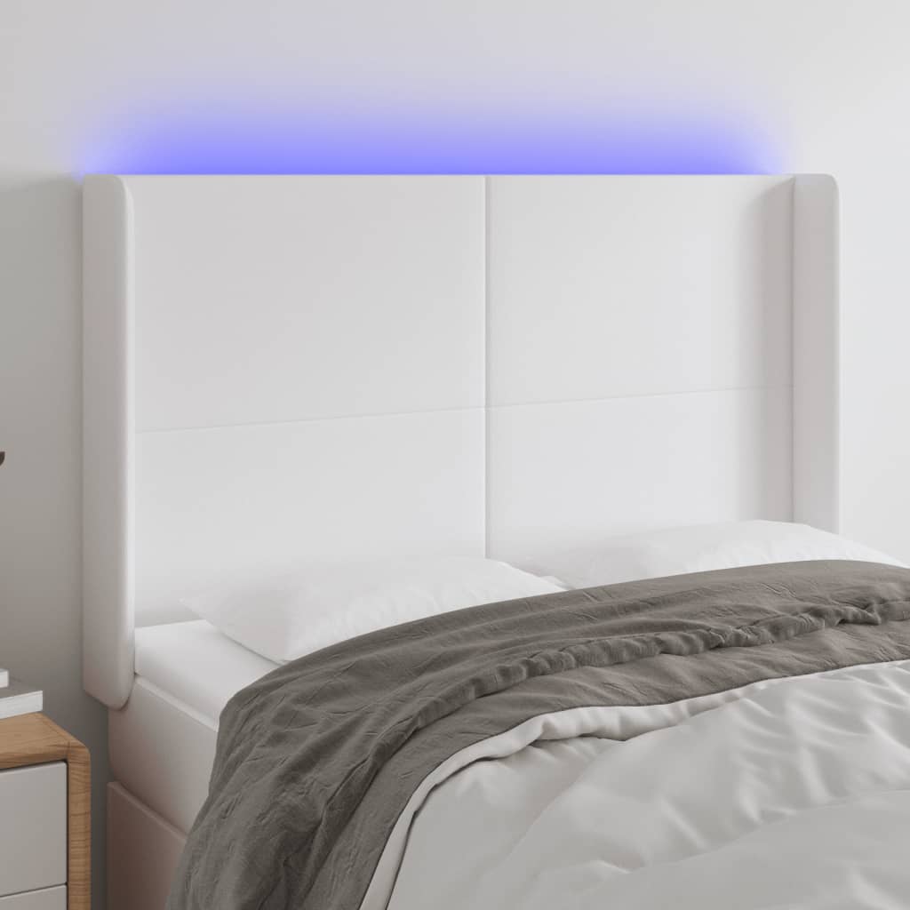 JUNG Vida LED Kopfteil Weiß 147x16x118/128 cm Kunstleder