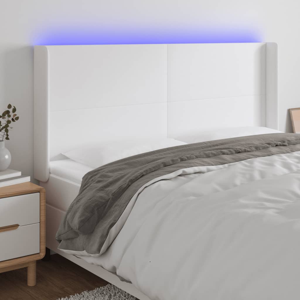 JUNG Vida LED Kopfteil Weiß 203x16x118/128 cm Kunstleder