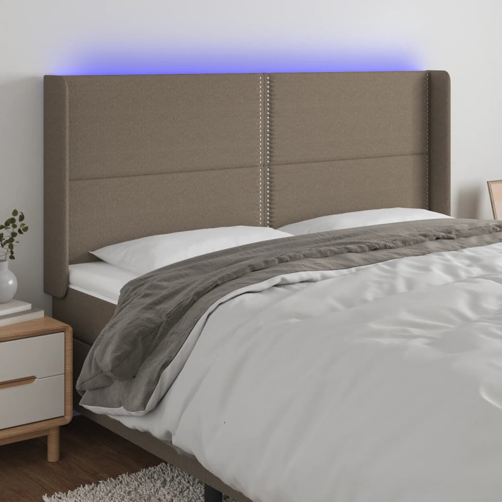 JUNG Vida LED Kopfteil Taupe 183x16x118/128 cm Stoff
