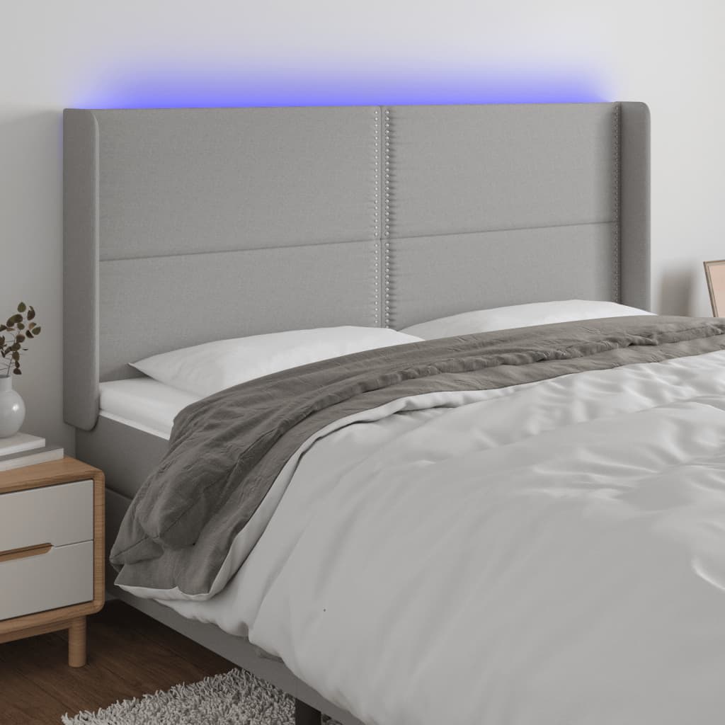 JUNG Vida LED Kopfteil Hellgrau 203x16x118/128 cm Stoff