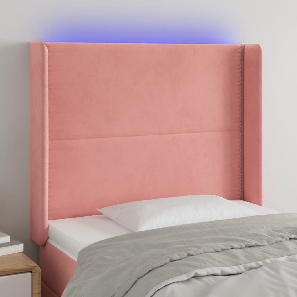 JUNG Vida LED Kopfteil Rosa 93x16x118/128 cm Samt