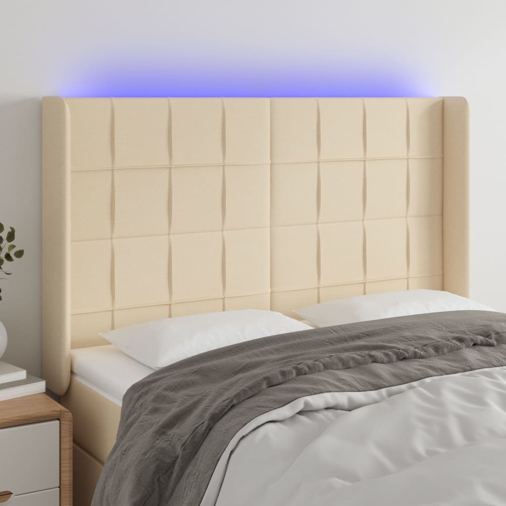 JUNG Vida LED Kopfteil Creme 147x16x118/128 cm Stoff
