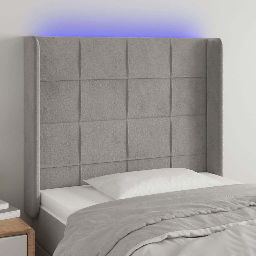 JUNG Vida LED Kopfteil Hellgrau 103x16x118/128 cm Samt