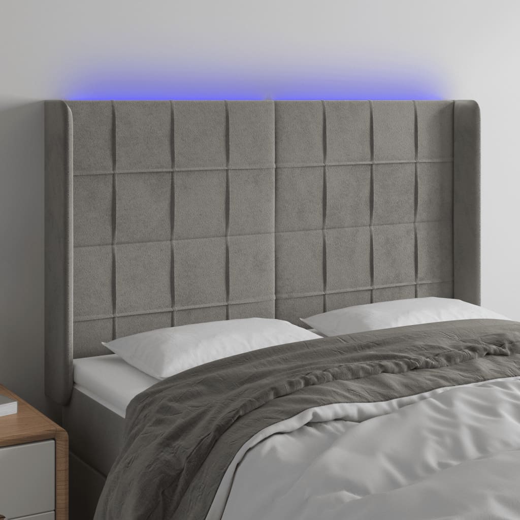 JUNG Vida LED Kopfteil Hellgrau 147x16x118/128 cm Samt