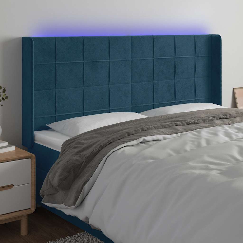 JUNG Vida LED Kopfteil Dunkelblau 203x16x118/128 cm Samt