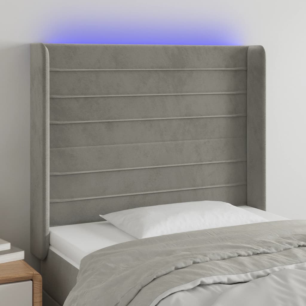 JUNG Vida LED Kopfteil Hellgrau 83x16x118/128 cm Samt