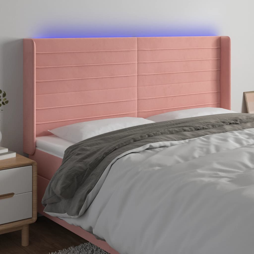 JUNG Vida LED Kopfteil Rosa 183x16x118/128 cm Samt
