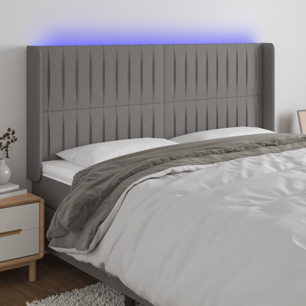 JUNG Vida LED Kopfteil Dunkelgrau 163x16x118/128 cm Stoff