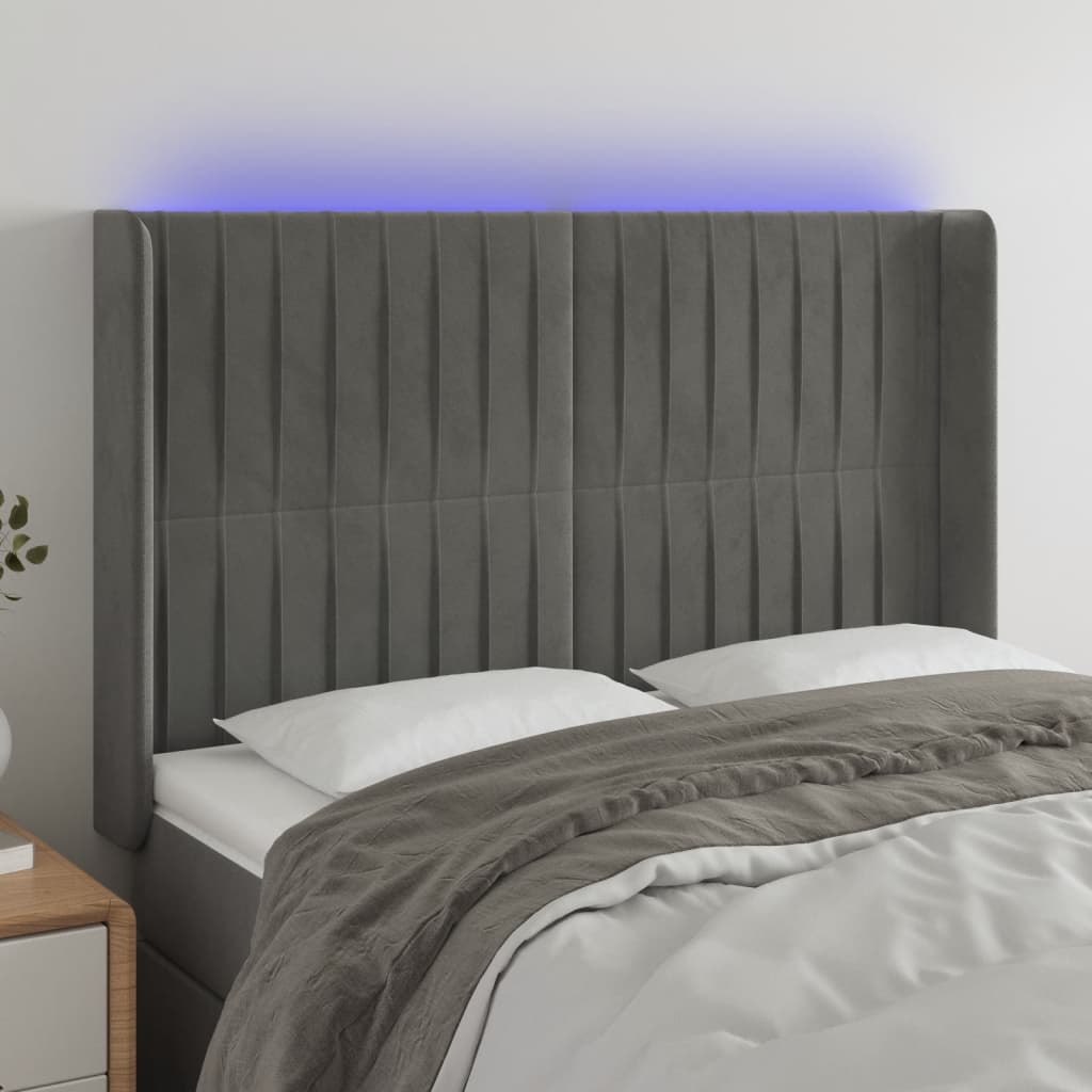 JUNG Vida LED Kopfteil Hellgrau 147x16x118/128 cm Samt