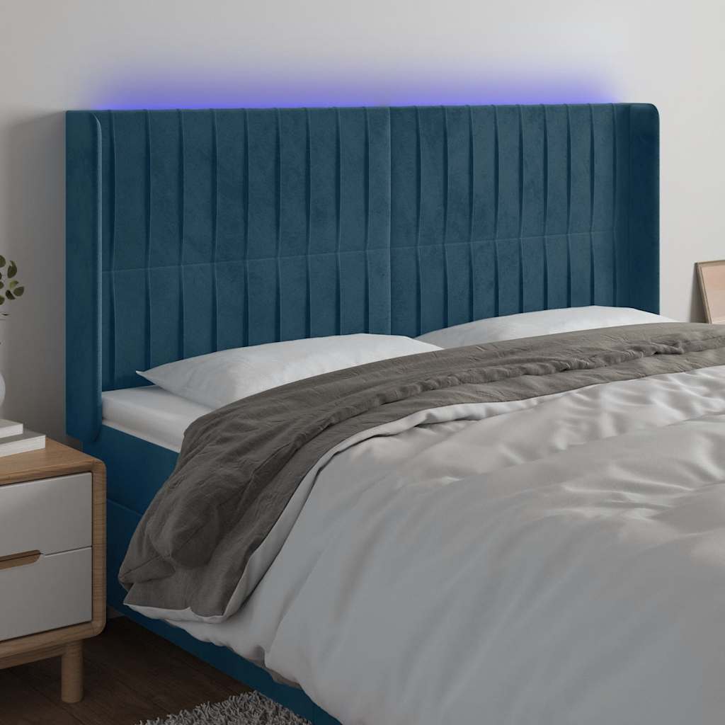JUNG Vida LED Kopfteil Dunkelblau 163x16x118/128 cm Samt
