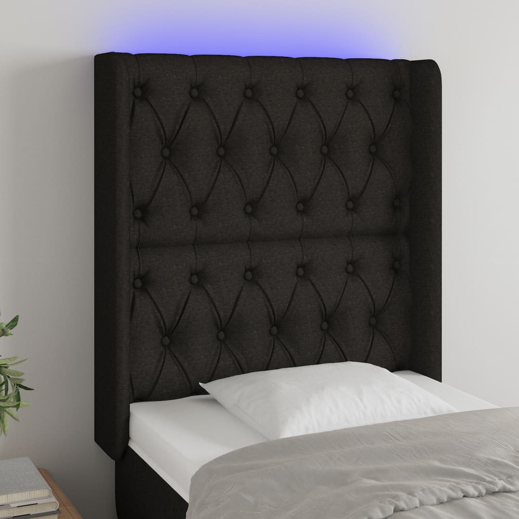 JUNG Vida LED Kopfteil Schwarz 83x16x118/128 cm Stoff