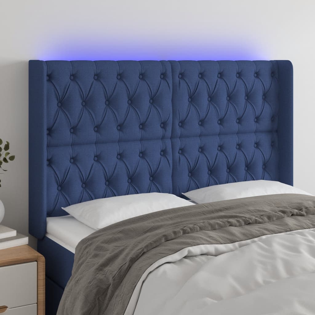 JUNG Vida LED Kopfteil Blau 147x16x118/128 cm Stoff