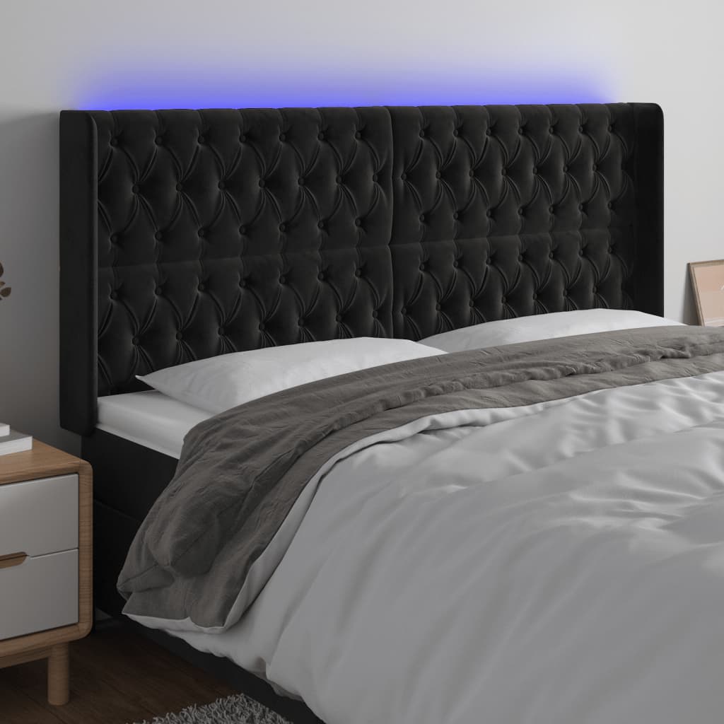 JUNG Vida LED Kopfteil Schwarz 183x16x118/128 cm Samt