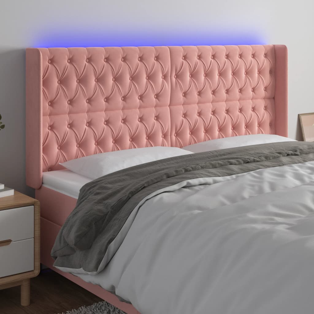 JUNG Vida LED Kopfteil Rosa 183x16x118/128 cm Samt