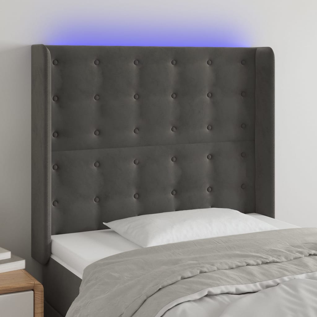 JUNG Vida LED Kopfteil Dunkelgrau 93x16x118/128 cm Samt