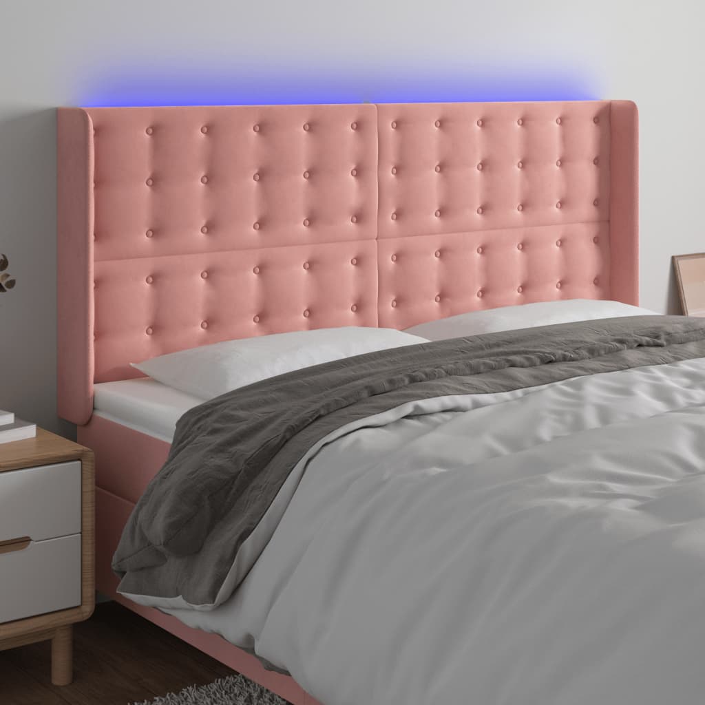 JUNG Vida LED Kopfteil Rosa 183x16x118/128 cm Samt