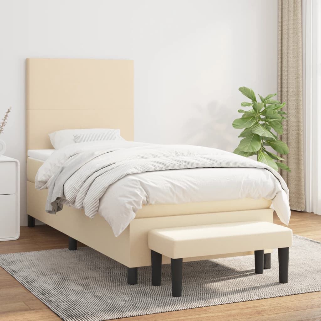 JUNG Vida Boxspringbett mit Matratze Creme 80x200 cm Stoff