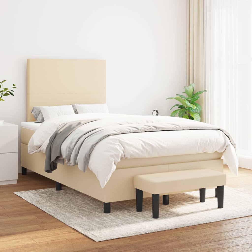 JUNG Vida Boxspringbett mit Matratze Creme 120x200 cm Stoff