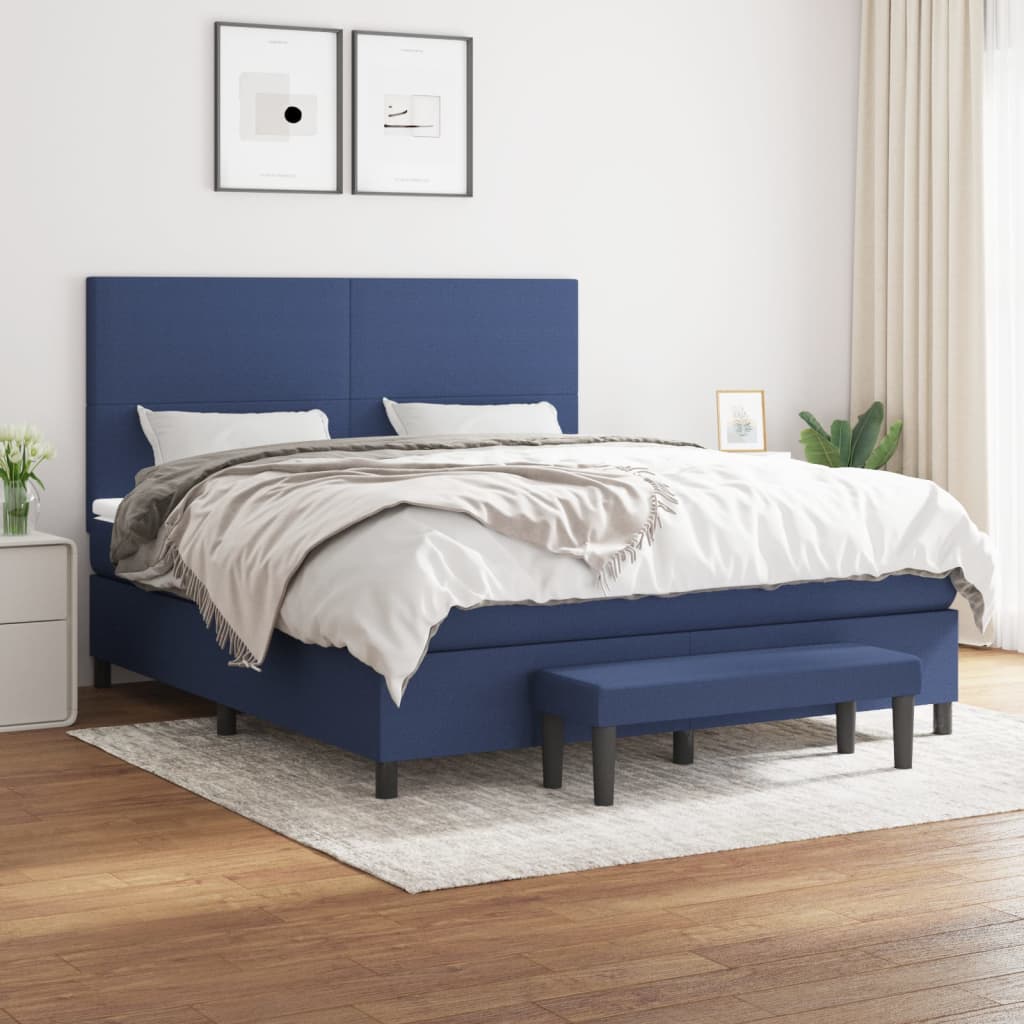 JUNG Vida Boxspringbett mit Matratze Blau 180x200 cm Stoff