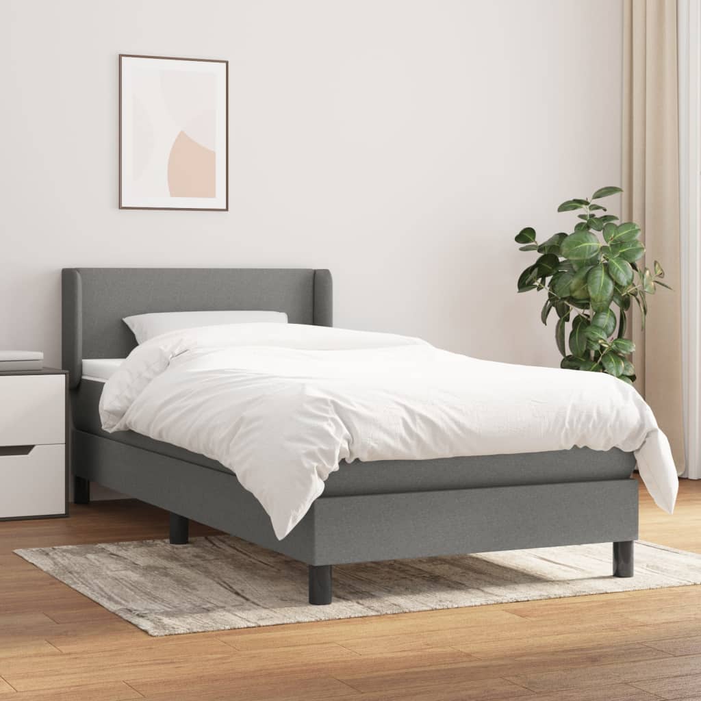 JUNG Vida Boxspringbett mit Matratze Dunkelgrau 90x200 cm Stoff