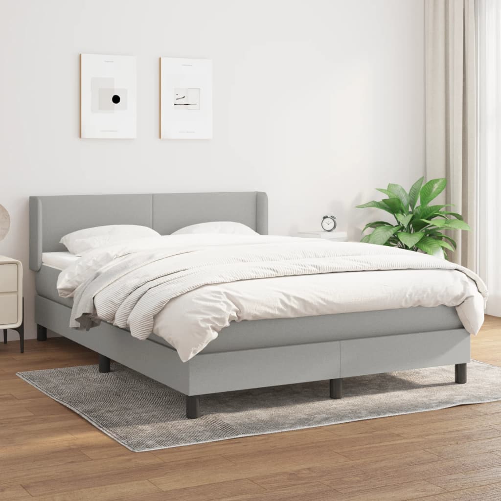 JUNG Vida Boxspringbett mit Matratze Hellgrau 140x190 cm Stoff