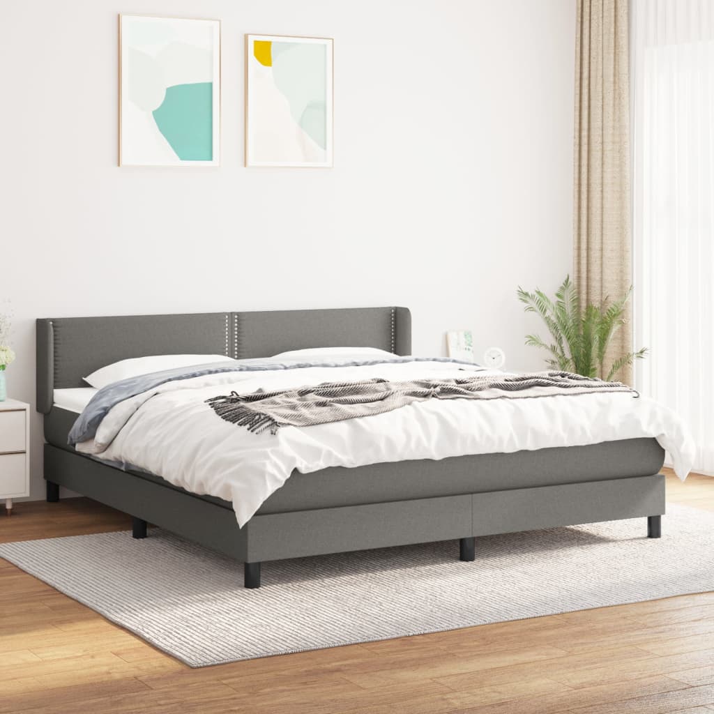 JUNG Vida Boxspringbett mit Matratze Dunkelgrau 180x200 cm Stoff