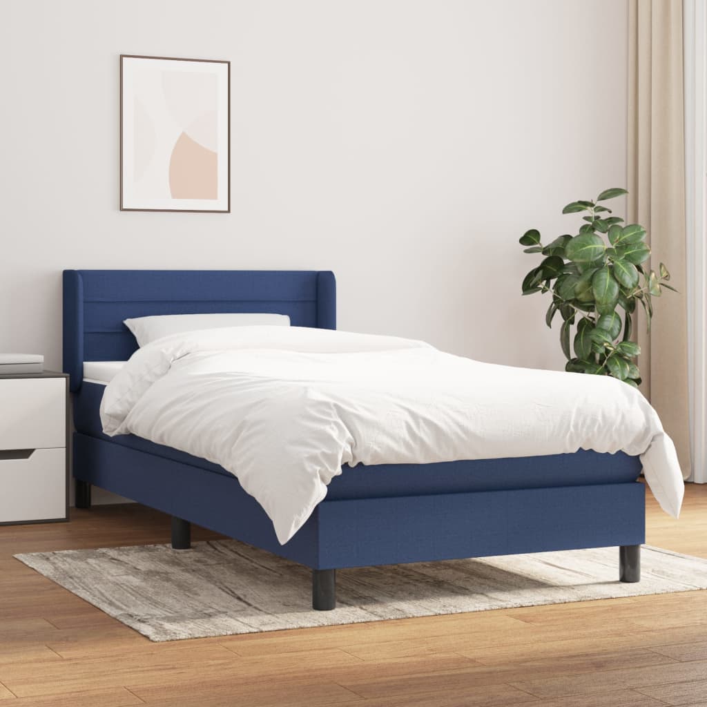 JUNG Vida Boxspringbett mit Matratze Blau 90x190 cm Stoff