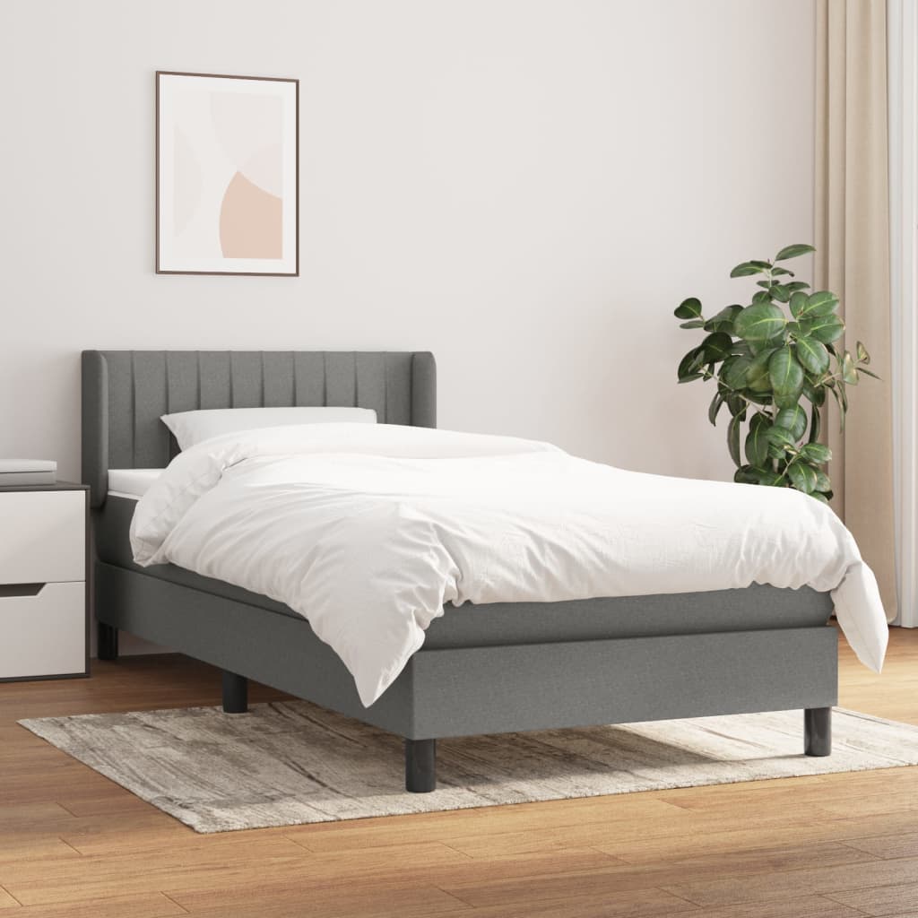 JUNG Vida Boxspringbett mit Matratze Dunkelgrau 90x190 cm Stoff