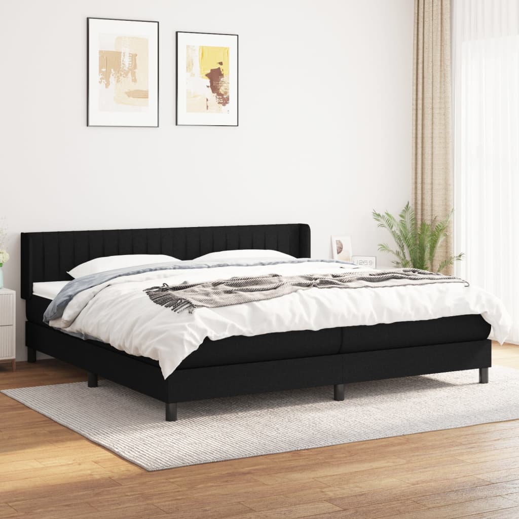 JUNG Vida Boxspringbett mit Matratze Schwarz 200x200 cm Stoff