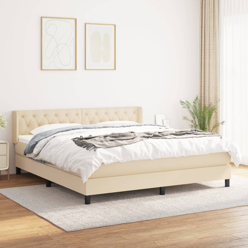 JUNG Vida Boxspringbett mit Matratze Creme 160x200 cm Stoff