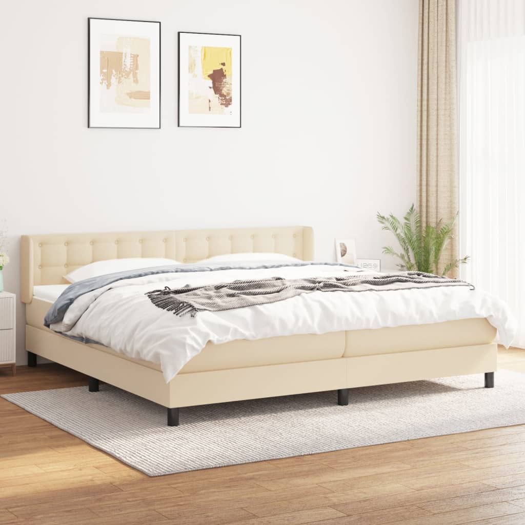 JUNG Vida Boxspringbett mit Matratze Creme 200x200 cm Stoff